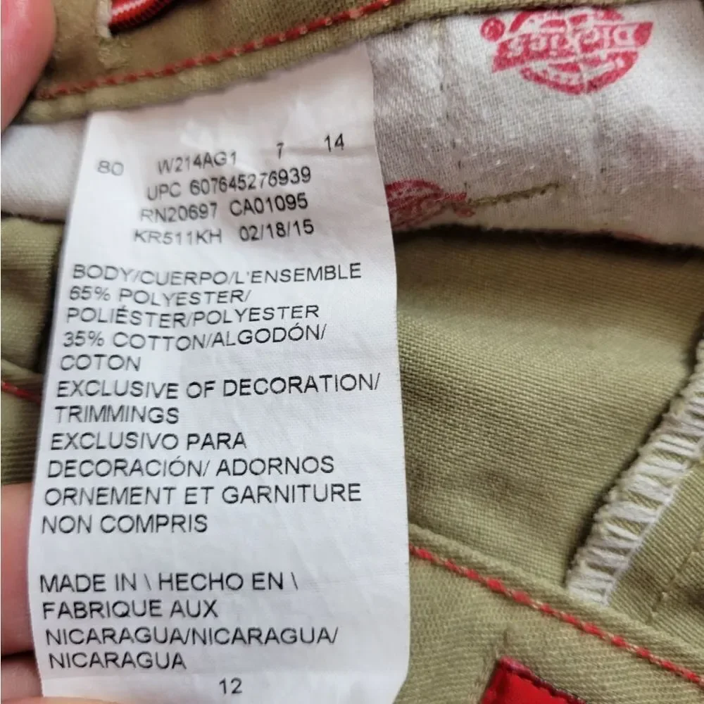 Dickies flat front khaki uniform shorts 12